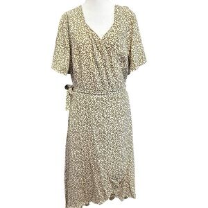 MIA JOY Joyfolie Khaki Floral Wrap Around Hi Lo Dress NWT Size Large